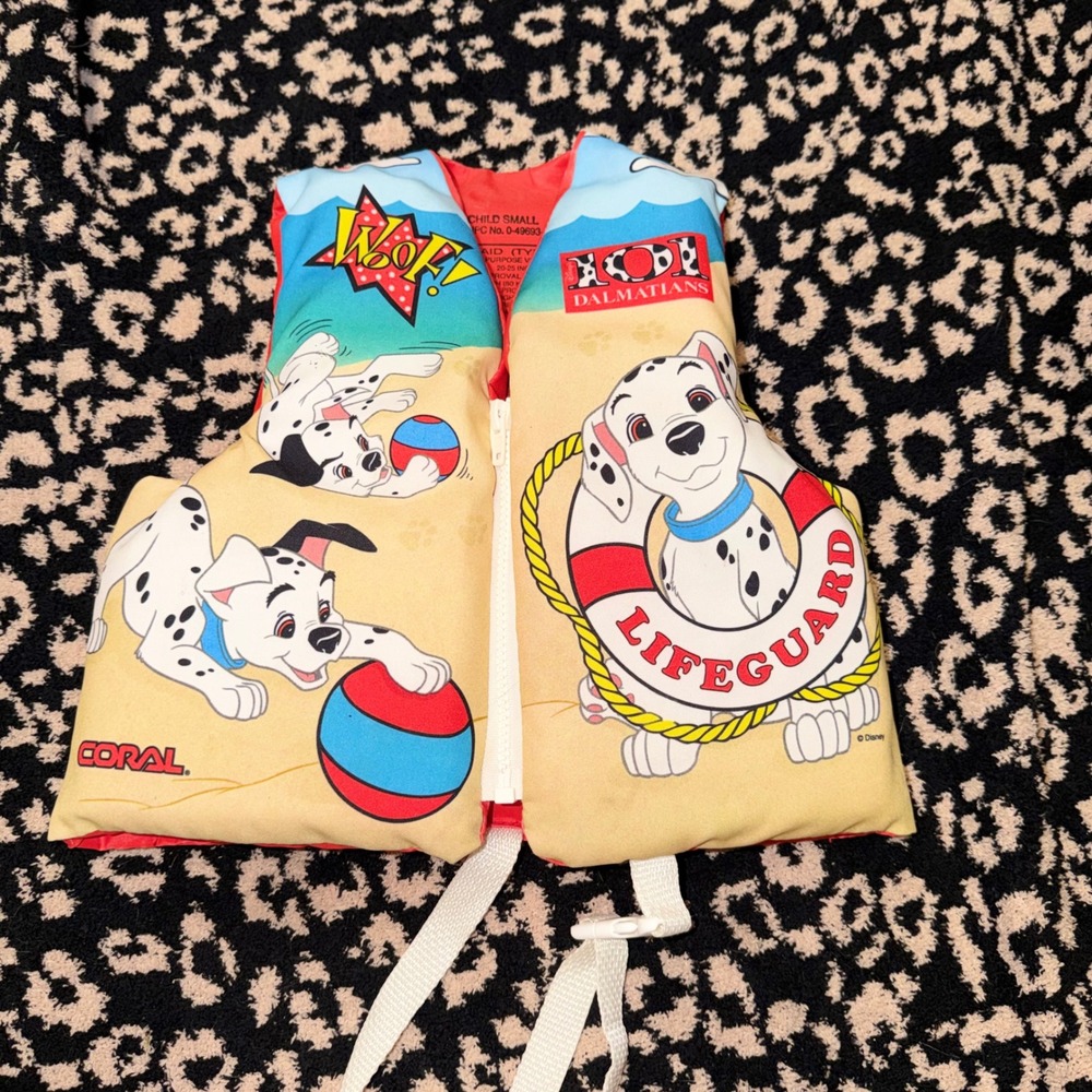Disney 101 Dalmatians Life Vest Child Small Red Vintage 90s Coral Collectible